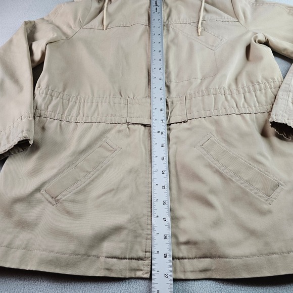 Women's Beige Hooded Jacket Lightweight Casual Outdoor Zip Up Coat - Picture 6 of 13